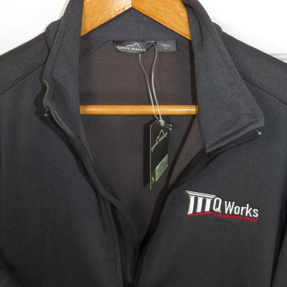 *NWT* Eddie Bauer Heathered Zip Fleece Full Zip Jacket Gray/Black Mens XL *Logo - Picture 3 of 4